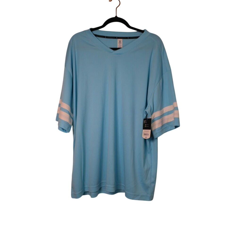 Xersion Lifestyle Mesh Oversized Tee Stratosphere Blue XL V-Neck Athletic Shirt